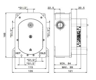 Универсальная внутренняя часть для термостатического смесителя на три потока для душа Kerama Marazzi 31020KM.00.000